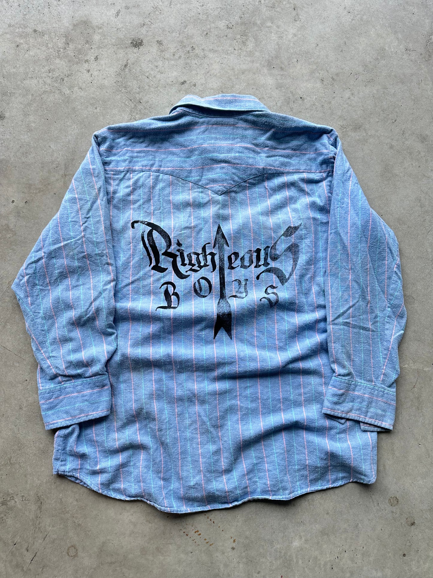 Blue Script Flannel