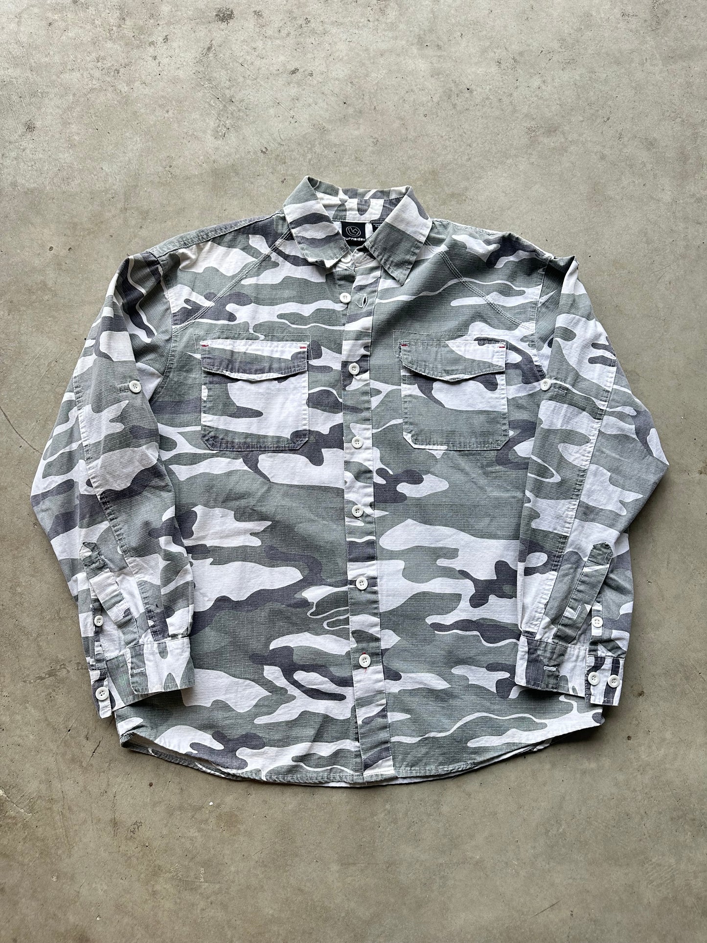 Snow Camo Script Button Up