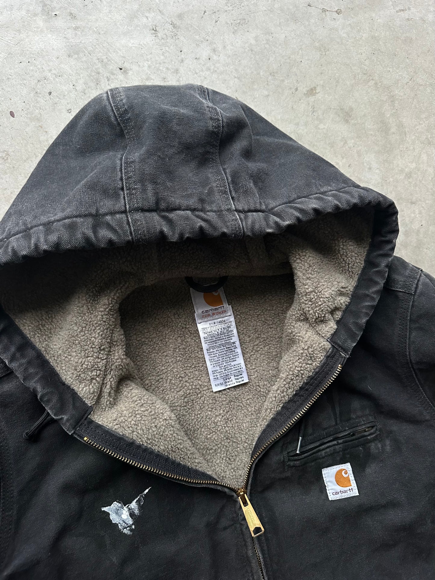 Vintage Black Reworked Hooded Detroit Style Carhartt Jacket