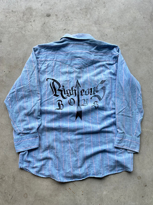Blue Script Flannel
