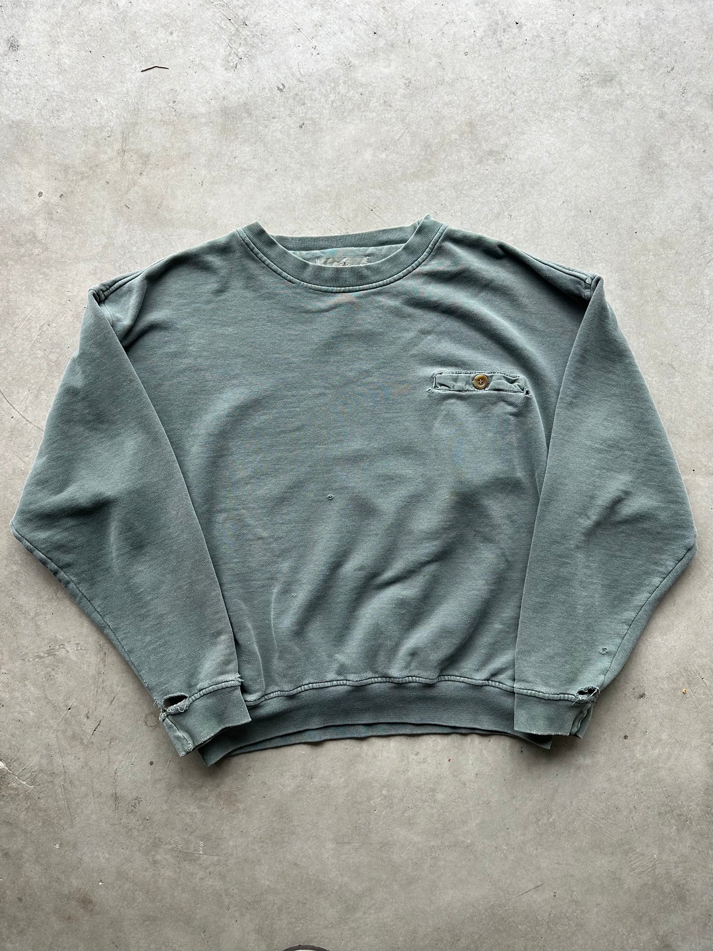 Army Green Thrashed Crewneck - Size L
