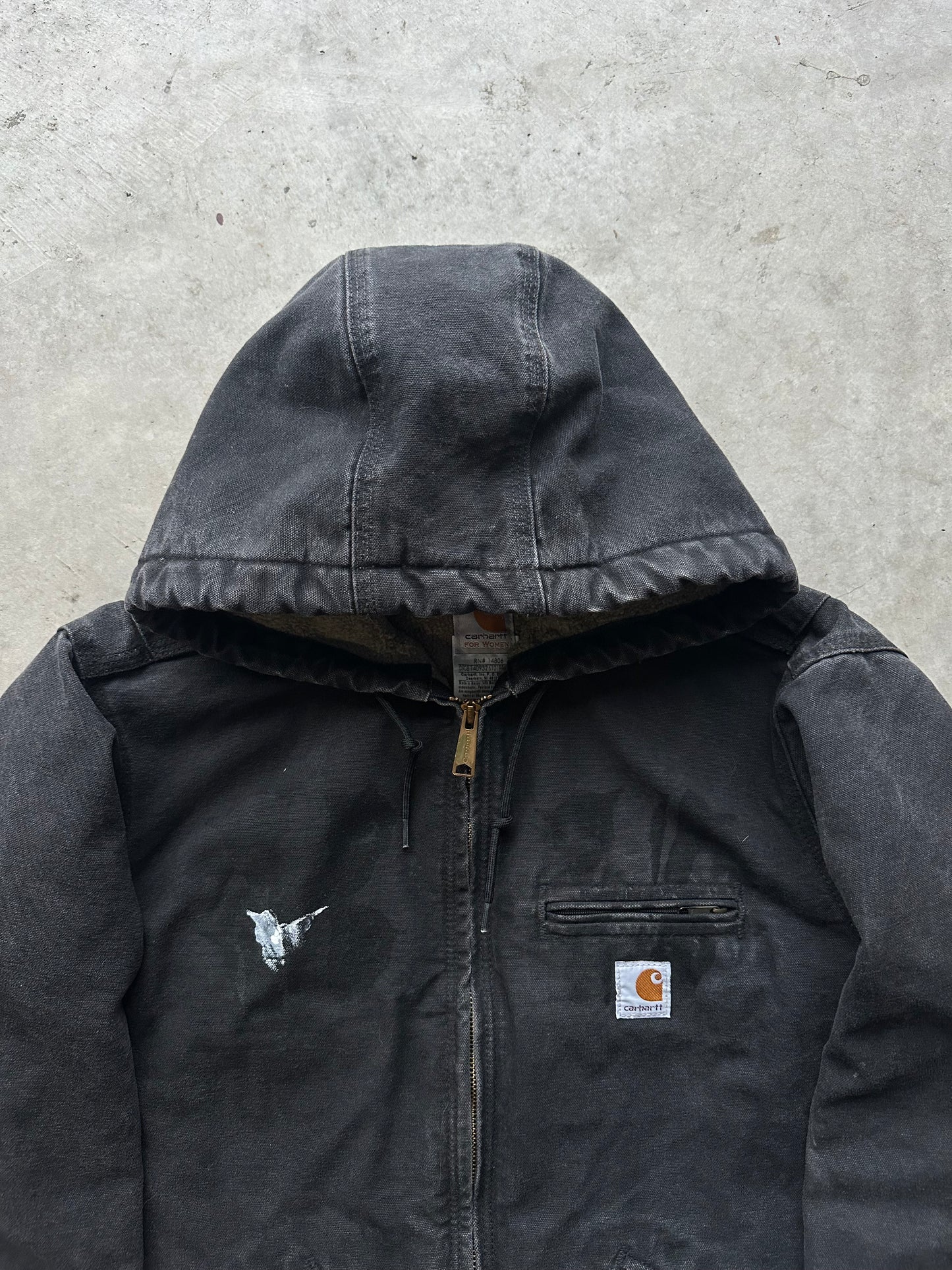 Vintage Black Reworked Hooded Detroit Style Carhartt Jacket