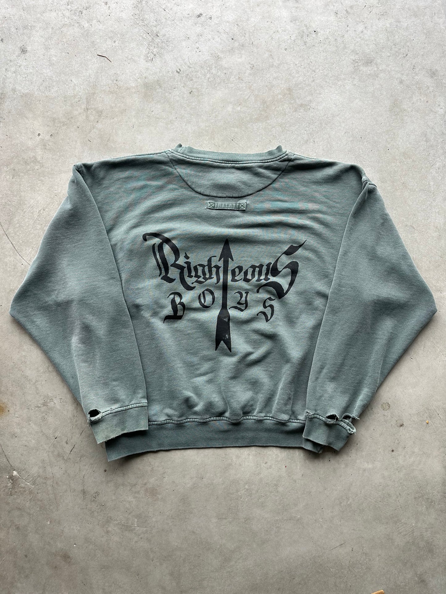 Army Green Thrashed Crewneck - Size L