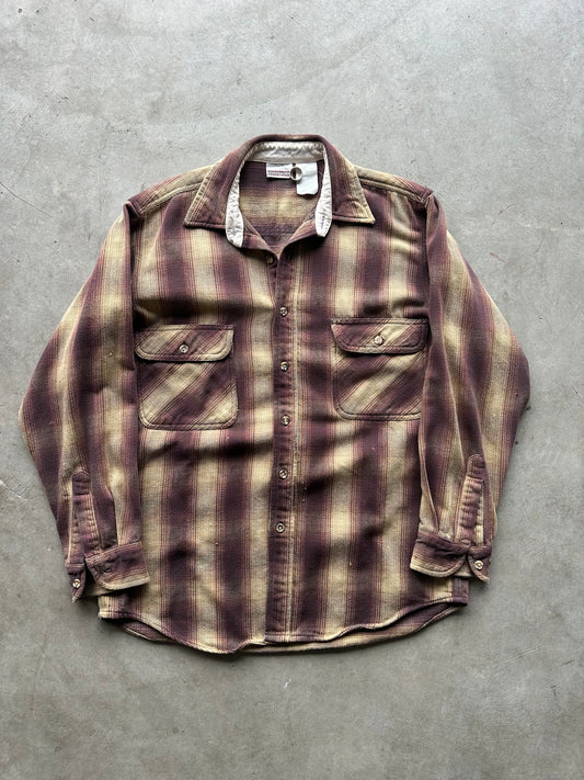 Plaid Script Button Up - Size M